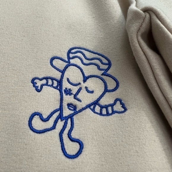 Allover Panda Heart Embroidered Character Rayon Pinstripe Sweatpants 🐼 🎩 - Picture 10 of 16